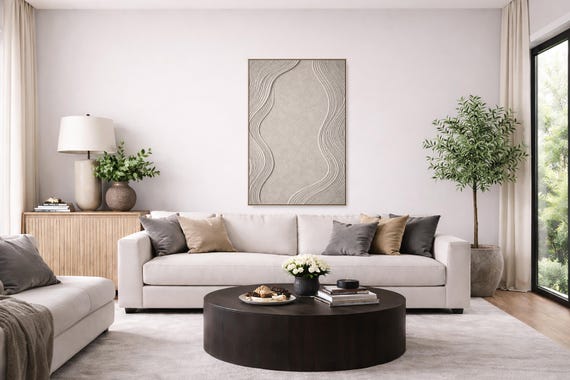 Original Textured Painting: Abstract Gray - Signed by Artist