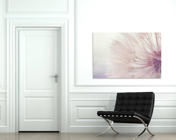 Pink Dandelion, pastel, plexiglass and metal print - Modern Home Decor Unique Wall Art