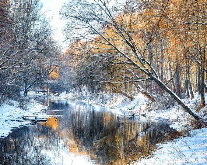 Winter sunset, plexiglass and metal print - Modern Home Decor Unique Wall Art