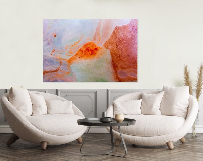 Abstract pastel plexiglass and metal print - Modern Home Decor Unique Wall Art