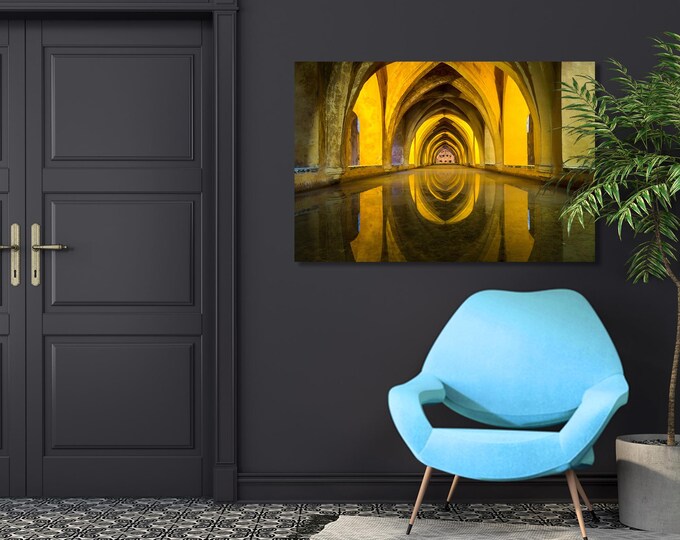 Seville Arches Reflection Art Print: Baños de María de Padilla, Spain
