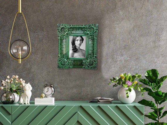 Vintage Frame Jade Green, Photo Wall Frame, Resin, Exquisite Detail