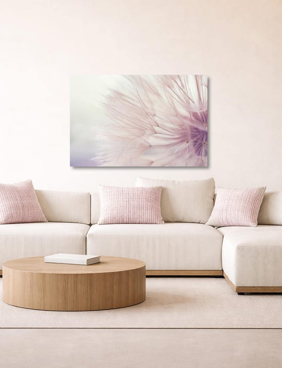 Pink Dandelion Art: Soft Pastel Colors (Available in Plexiglass and Metal)