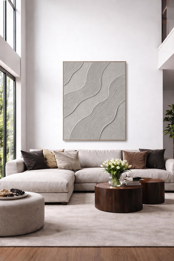 Original Textured Painting: Earthly Grey Colors - Signed by Artist