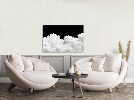 Abstract Black and White Cloud Wall Art: Modern home decor (Available in Plexiglass & Metal)