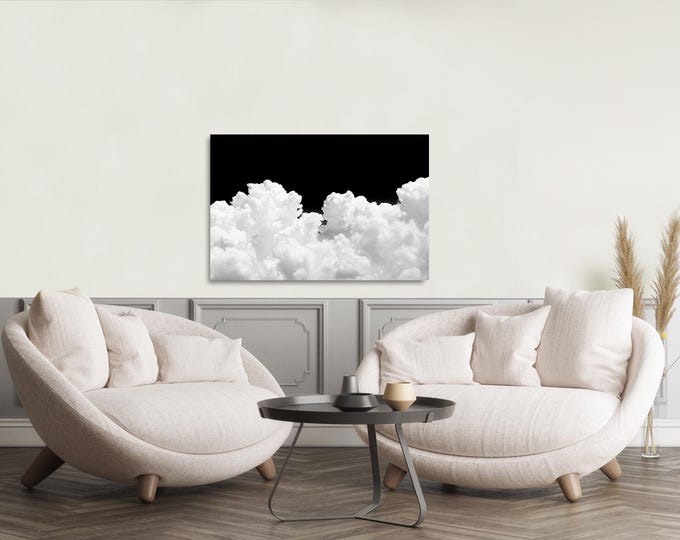 Abstract Black and White Cloud Wall Art: Modern home decor (Available in Plexiglass & Metal)