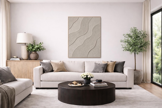 Original Textured Painting: Earthy Beige Abstract - Signed by Artist