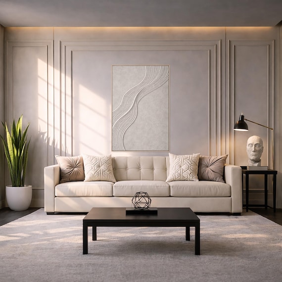 Original Textured Painting: Abstract Gray - Signed by Artist