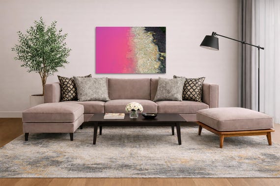 Hutt Lagoon Pink Lake Print - Abstract Nature Wall Decor