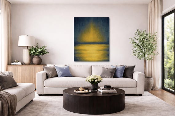 Original Art — Abstract Blue & Yellow Horizon (Available in Plexiglass, Birchwood and Metal)