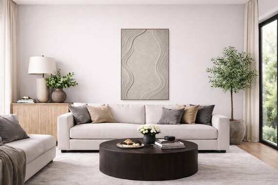 Original Textured Painting: Abstract Gray - Signed by Artist