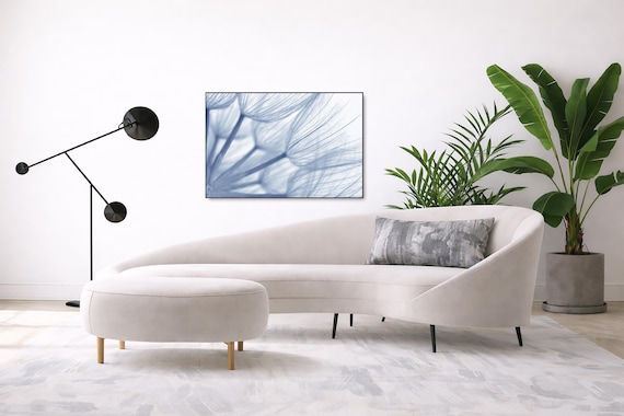 Soft Blue Dandelion Close-Up: Abstract (Available in Plexiglass, Metal and Birchwood)