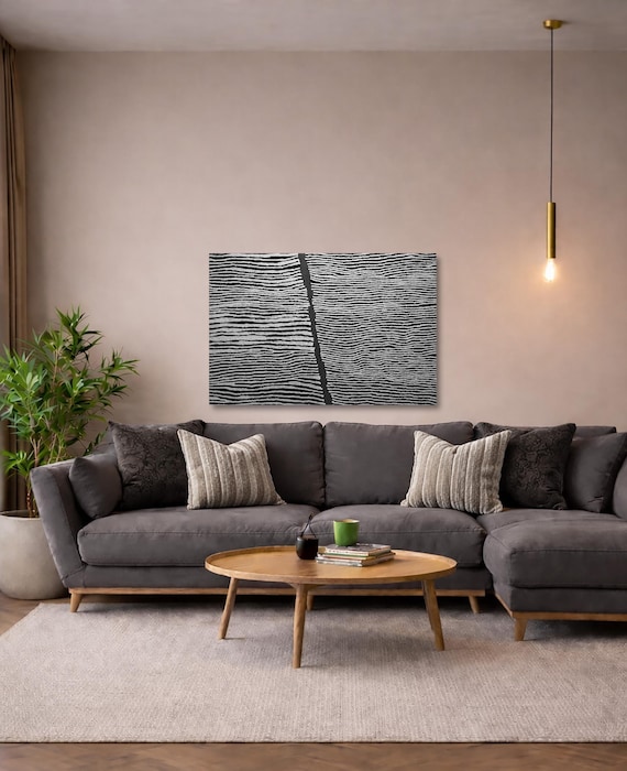 Abstract Wall Art: Black and White Textured Painting