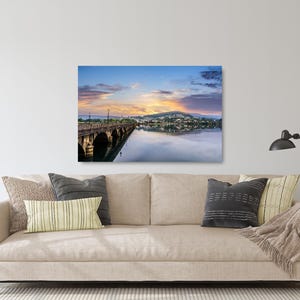 Pontedeume sunset wall art - Golden Clouds and Water Serenity (Available in Plexiglass & Metal)