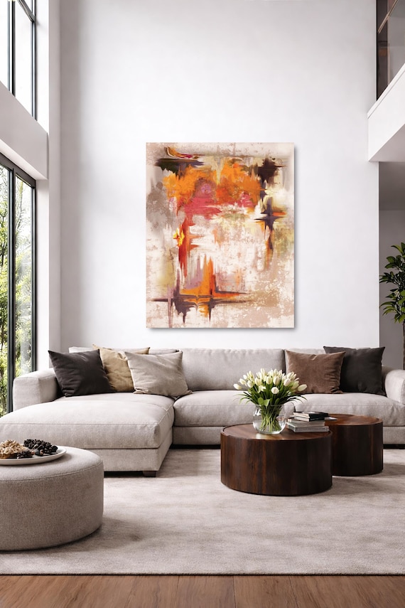 Original Art — Abstract Orange & Pink wall decor (Available in Plexiglass, Metal and Birchwood)