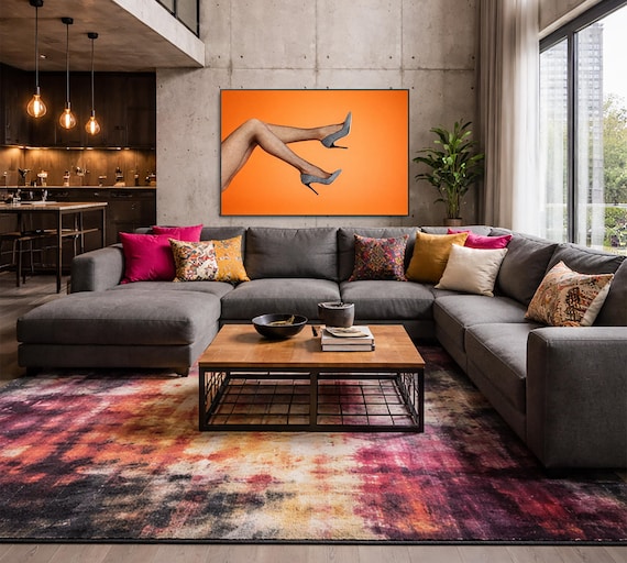 Sensual Wall Art: Sexy legs - Orange Glam (Available in Plexiglass & Metal)