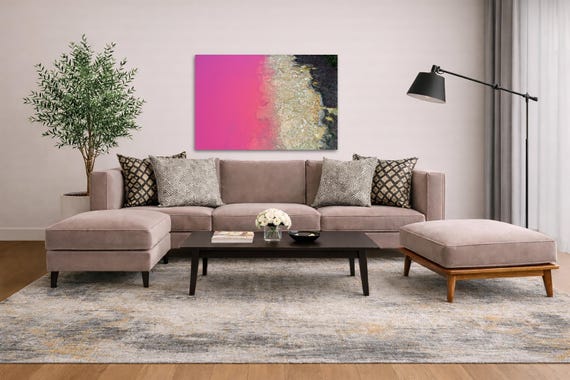 Hutt Lagoon Pink Lake Print - Abstract Nature Wall Decor