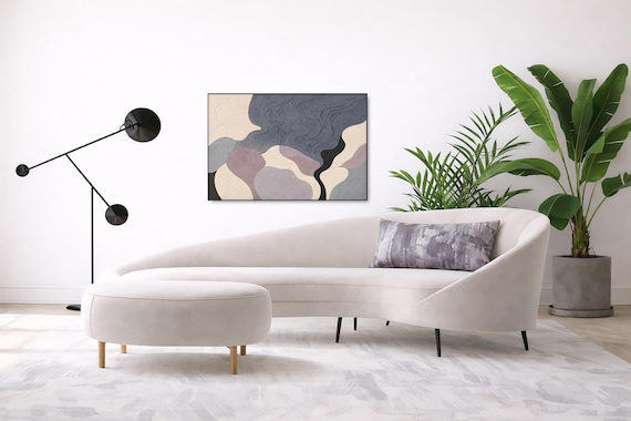 Textured Abstract Painting in black, pink, white and grey--Original, Signed by Artist