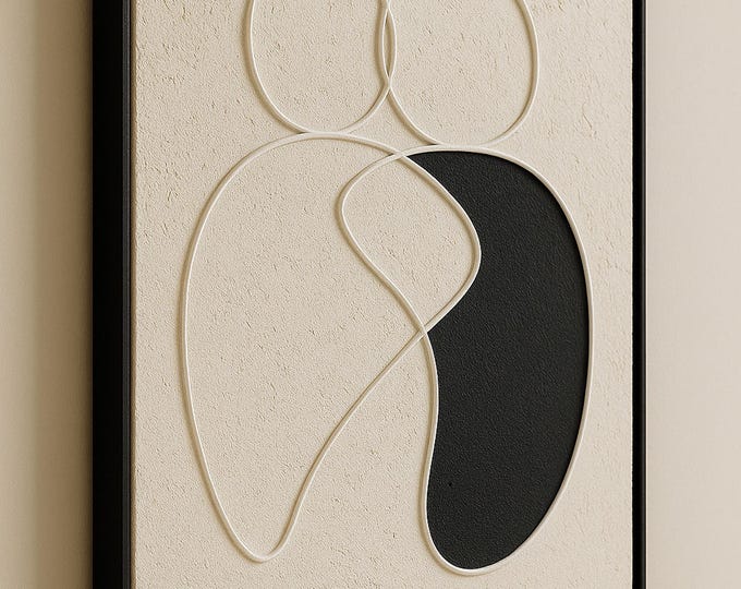 Abstract Textured Painting of Couple, Original - Love Series - Black and White