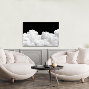 Abstract Black and White Cloud Wall Art: Modern home decor (Available in Plexiglass & Metal)