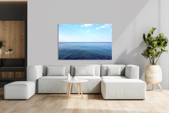 Tranquil Ocean Horizon Art Print: Modern Coastal Seascape, Plexiglass or Metal
