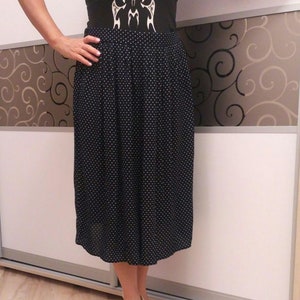 Skirt Women&#39;s polka dot skirt Blue skirt with white polka dot