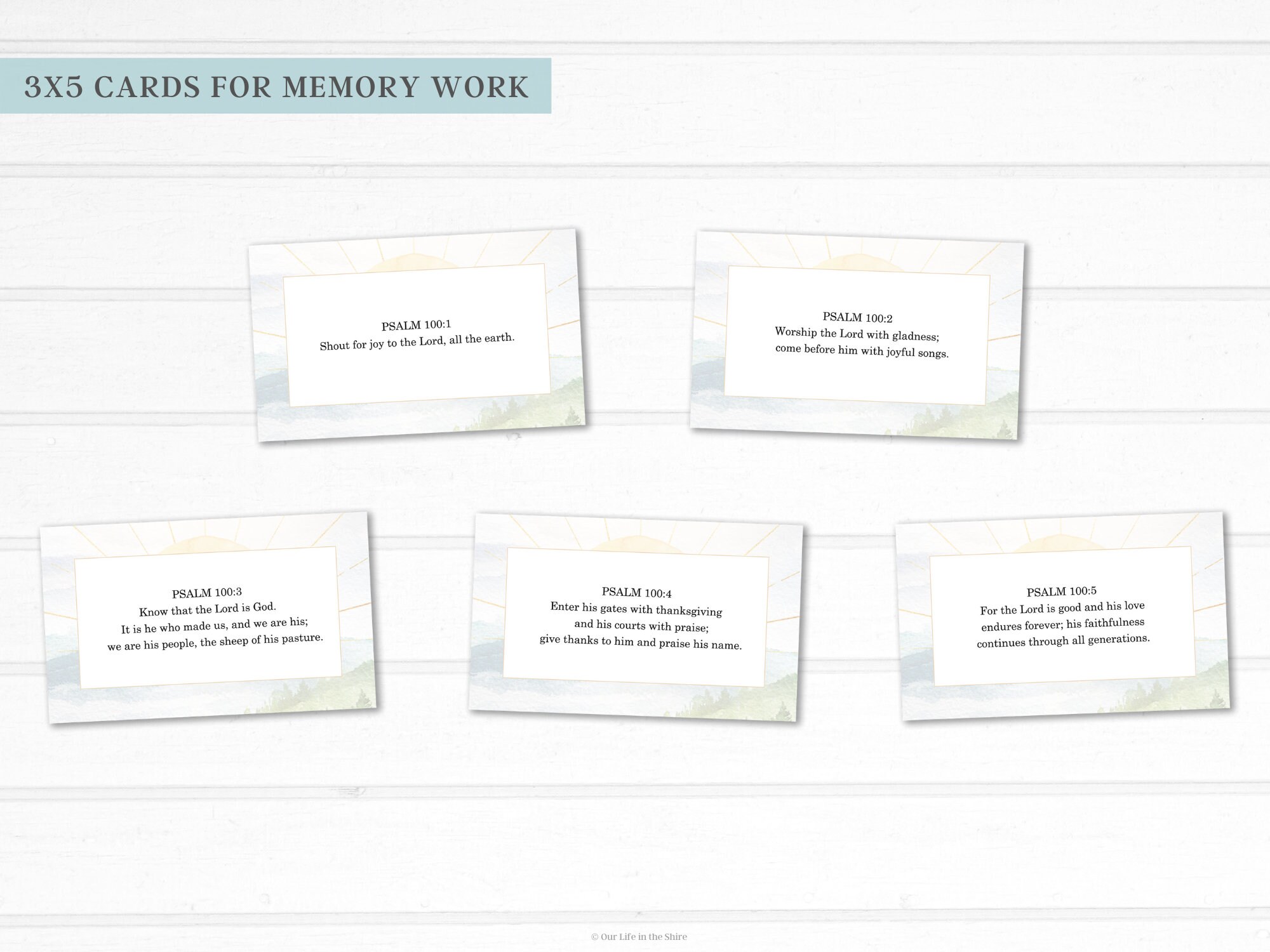 Psalm 100 Scripture Posters Cards &amp; Copywork Bible Verses - Etsy
