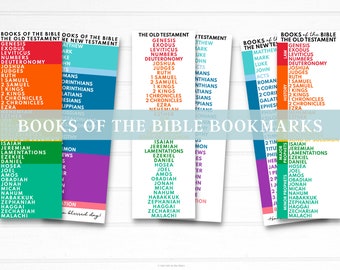 Books of the Bible Bookmarks, Bible Study for Kids, Sunday School, Christian Bible, Christian Homeschool, Colorful Bookmarks, Printable