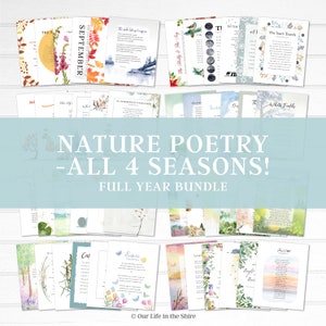 Nature Poems Printable Set | Wall Art | Homeschool Printable | Homeschool Room Decor | Kids Nature Study | Charlotte Mason