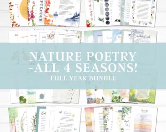 Nature Poems Printable Set | Wall Art | Homeschool Printable | Homeschool Room Decor | Kids Nature Study | Charlotte Mason