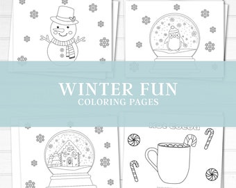 Winter Fun Coloring Pages | Toddler | Preschool | Kindergarten | First Grade | Activities for Kids | Homeschool Printable Activities