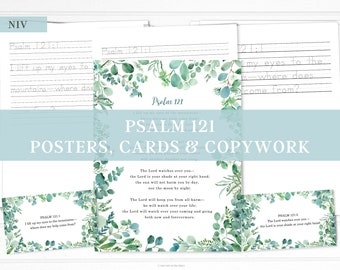 Psalm 121, Scripture Posters, Cards & Copywork, Bible Verses, Handwriting, Bible Memorization, Christian Homeschooling, Charlotte Mason