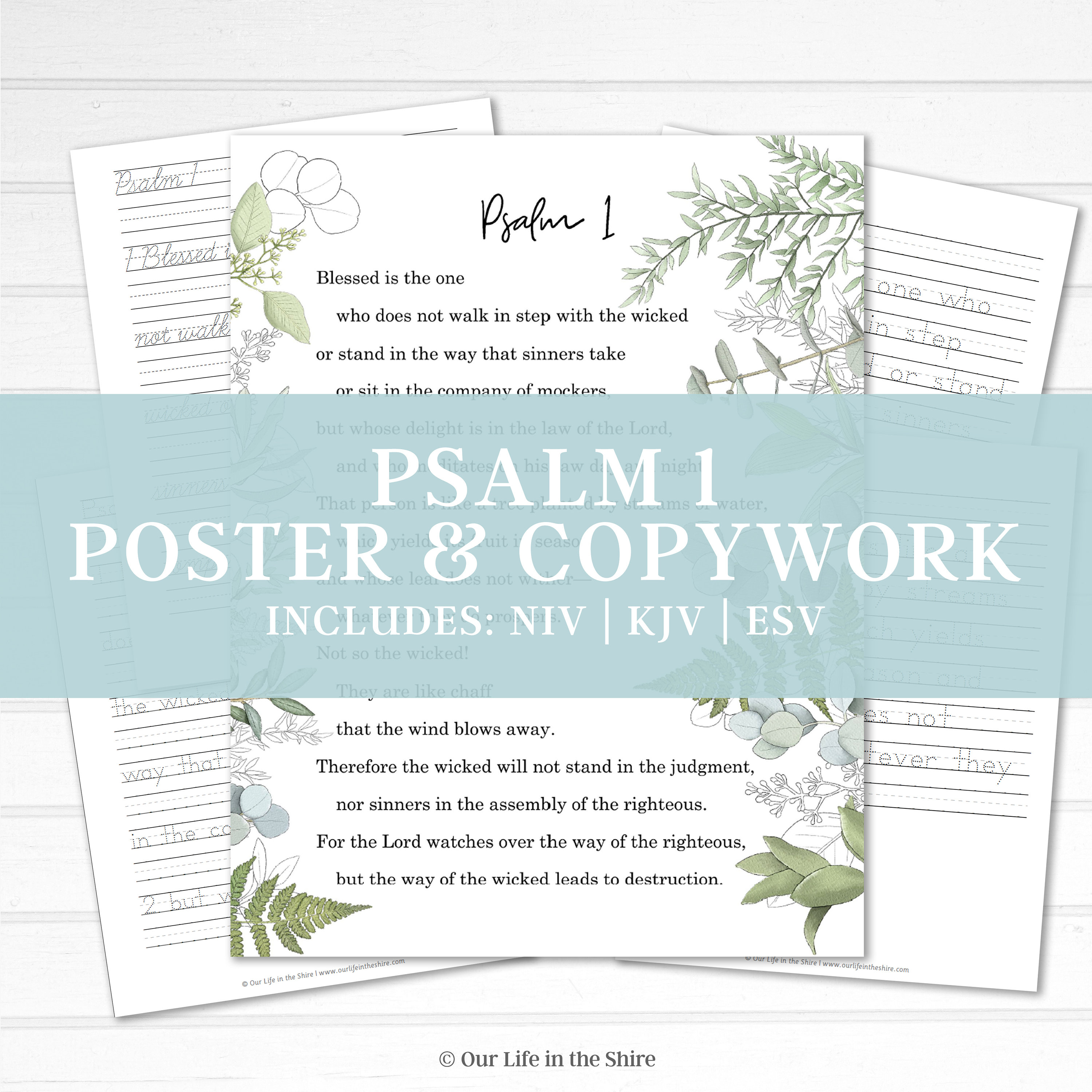 Psalm 1 Scripture Posters & Copywork Bible Verses Tracing - Etsy Denmark