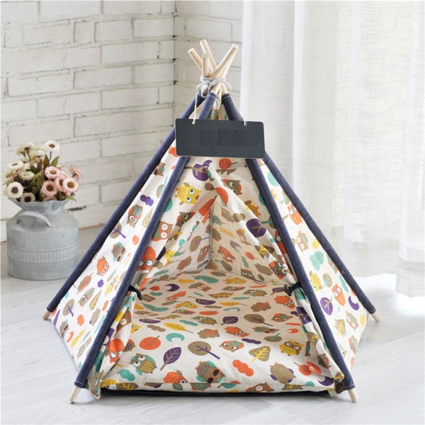 Pet teepee including mat, tent, tipi, teepee, dog tipi, cat teepee, cat tipi, tepee wigwam, boho living, Linen dog tent