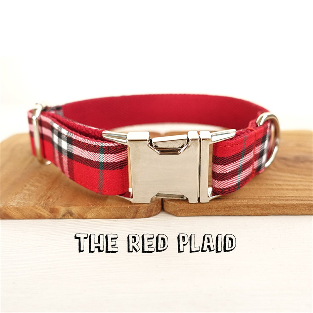 Red Plaid Dog Collar Matching Bow and Leash to Choose Etsy