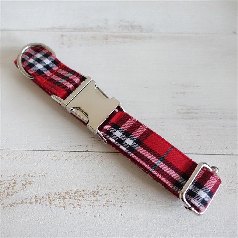 Red Plaid Dog Collar Matching Bow and Leash to Choose Etsy