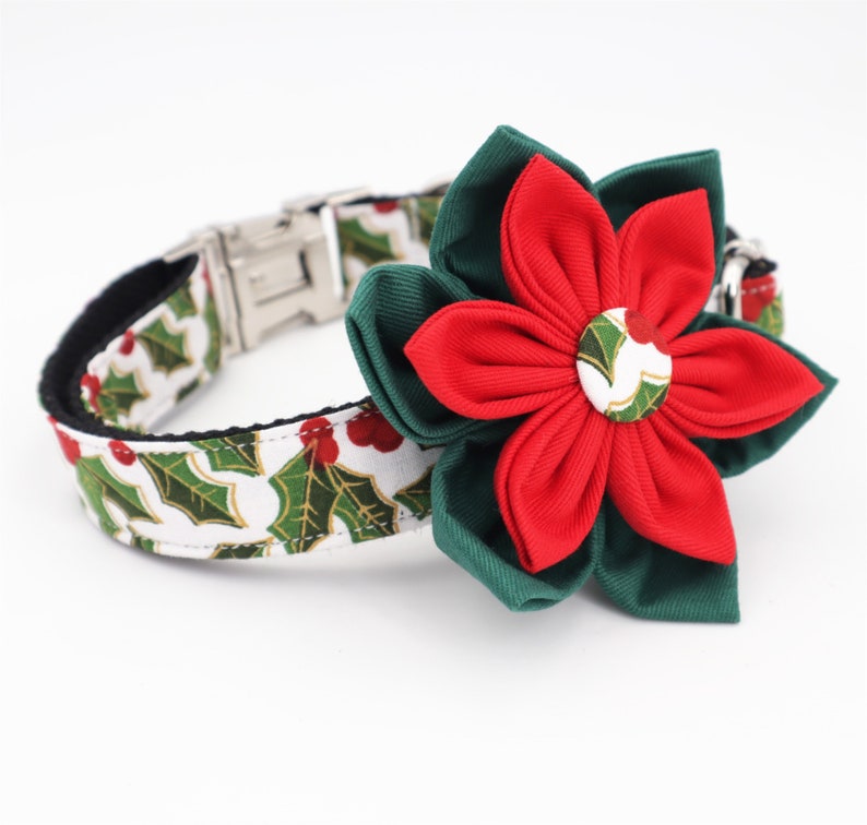 Christmas Dog Collar Flower Dog Collar Flower Red Dog Flower Etsy