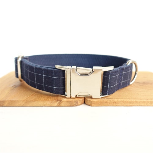 Blue Plaid Dog Collar Boy Dog Collar Male Dog Collar Etsy