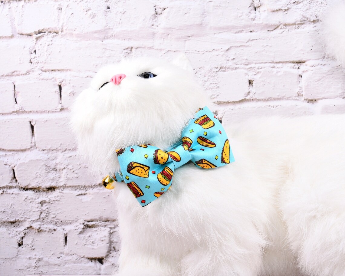 Taco Cat Collar Bow Tie With Bell Cat Collar Bowtie Taco Bow Etsy