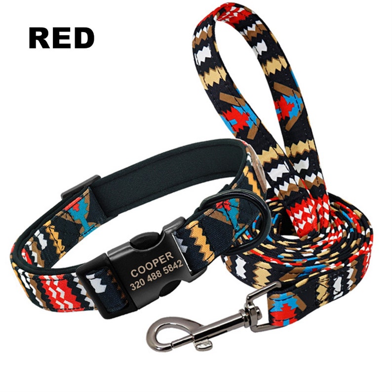 Dog Collar Personalized Dog Collar Leash Engraved Buckle Dog Etsy