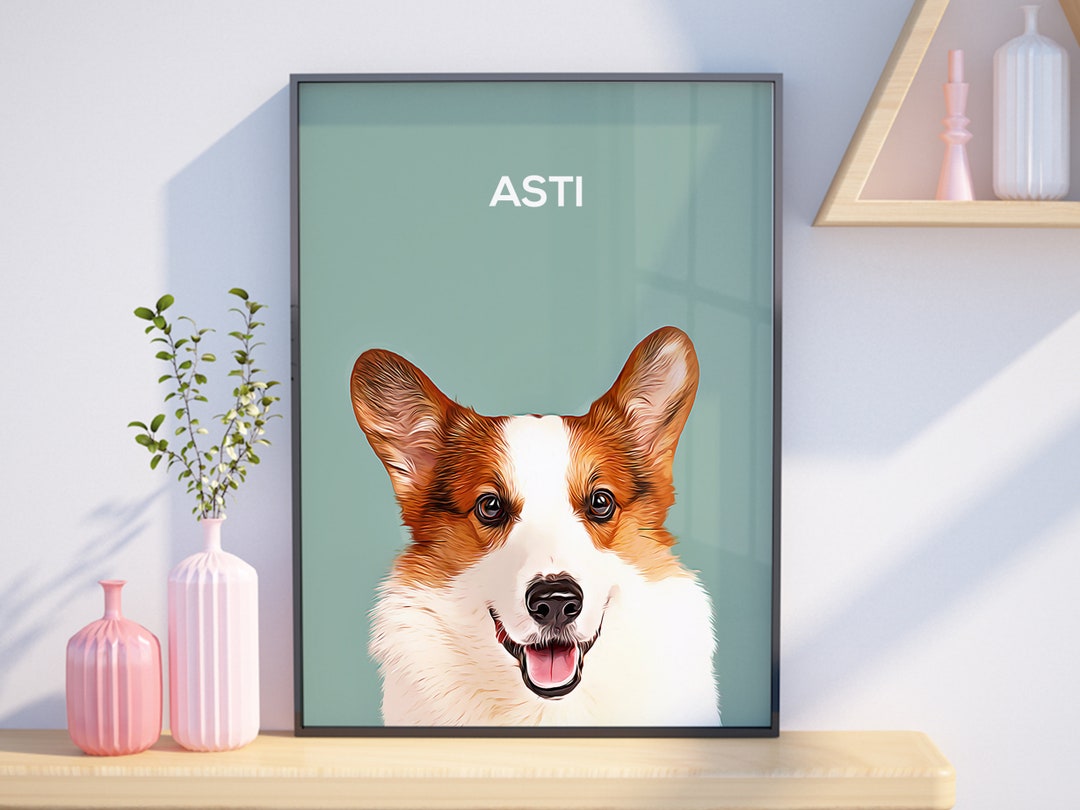Custom Pet Portraits Using Pet Photo Personalized Digital Dog - Etsy