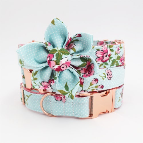 Cyan Girl Dog Collar Flower Female Dog Collar Flower Girl Etsy