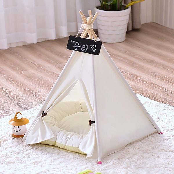 Pet teepee mat, tent, tipi, teepee, dog tipi, cat teepee, cat tipi, tepee wigwam, boho living, Linen dog tent