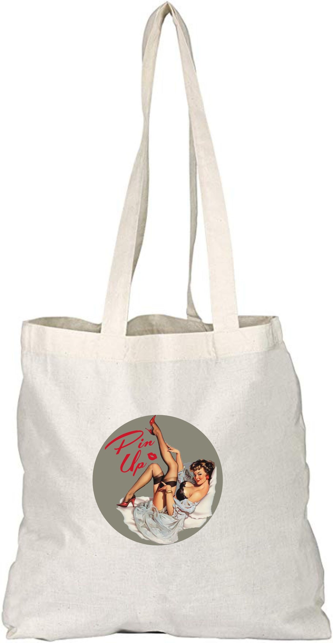 Pin-up girl Sexy Tote Bag 100% Cotton Custom Design Shopping | Etsy