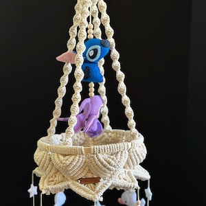 Lilo & Stitch Baby Mobile: Macrame Nursery Decor, Felt Animals