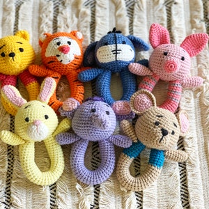 Handmade Winnie The Pooh Crochet Baby Rattle: Nursery Toy
