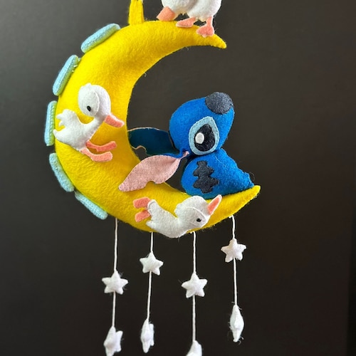 Lilo and Stitch Felt Nursery Decor: Moon with Ducklings