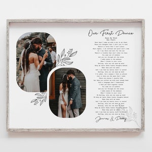 First dance wedding song lyrics with photo | personalized custom song lyrics wall art couple gifts | Unique song lyrics for husband Keepsake