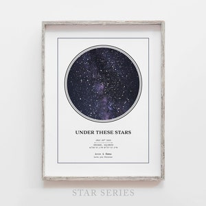 Carte des étoiles numérique personnalisée, constellation, carte du ciel nocturne, carte du ciel personnalisée, carte des étoiles personnalisée, carte des étoiles numérique de la constellation