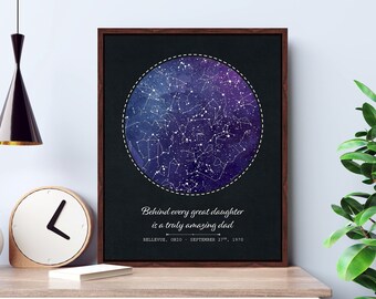 Unique Dad Gift, Fathers day Night Sky Print, Fathers day gift from daughter, Anniversary Star Map Gifts Constellation Chart Star Map Prints